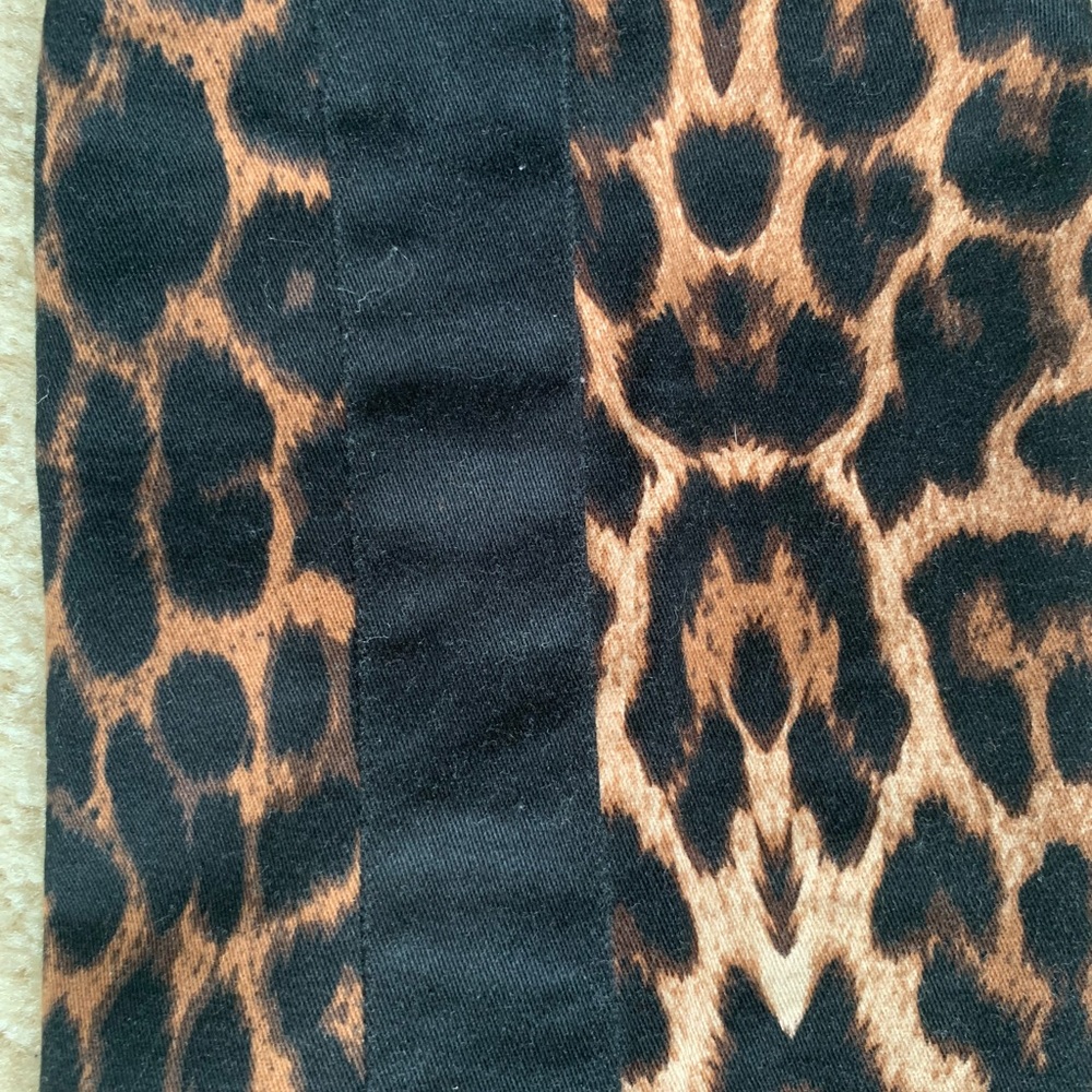 Leopard Print Straight Leg Stretch Jeans With Tuxedo Stripes Size 36 Euro (6-8) - Picture 15 of 16